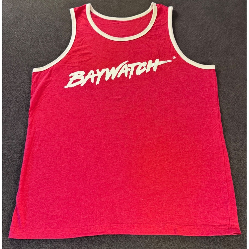 Baywatch Malibu Beach Patrol Red Ringer Tank Top Graphic Shirt Halloween Vintage